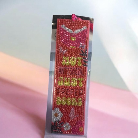 Handmade Other - Diamond Art Bookmark “Not Antisocial Just Prefer Books” Gift sealed & laminated